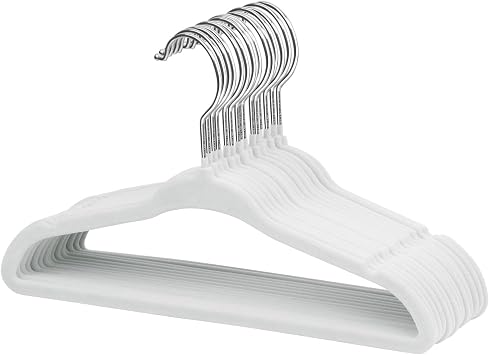 ManGotree 11" Baby Velvet Hangers Non-Slip Kids Hangers 15 Pack White | Ultra-Thin Infant Coat Hangers for Nursery Space Saving Felt Toddler Hangers with 360 Swivel Hook for Childrens Clothes