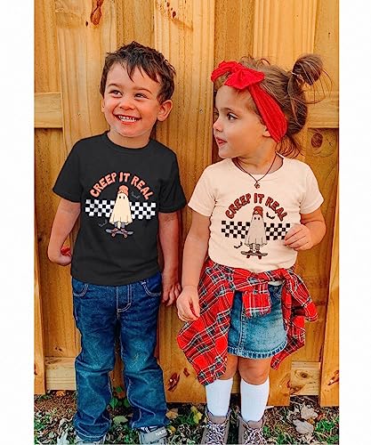 Toddler Halloween Shirt Baby Boys Girls Ghost Tshirt Creep It Real Short Sleeve Tee Tops Spooky Season Fall Clothes3