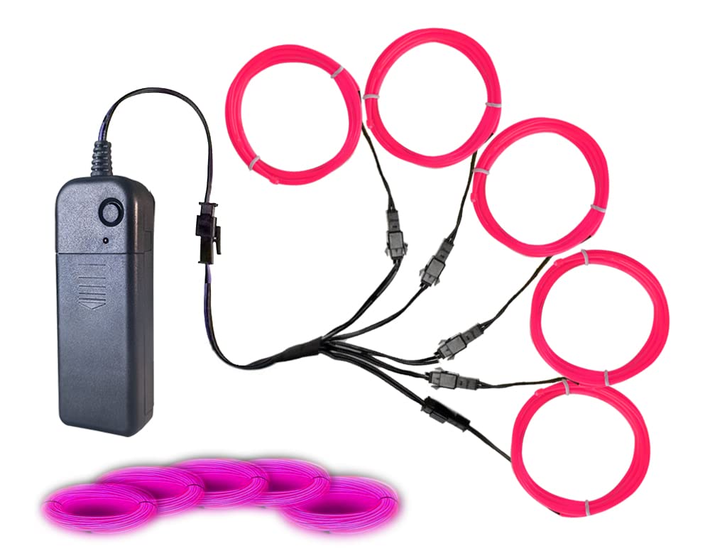 Neon Light 5-in-1 Meter Wire,Portable Battery Pack with Decorative Wire, Suitable for Birthday Parties, Thanksgiving, and Other Occasions (Pink)