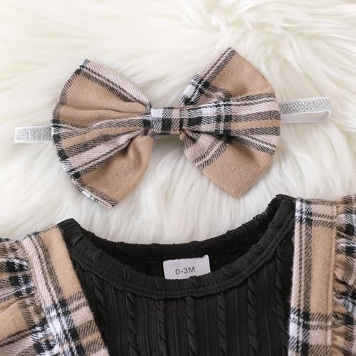Baby Girl Clothes Newborn Suspender Overalls Long Sleeve Ribbed Romper Fall Winter Outfits Bow Headband 0-18 Months4