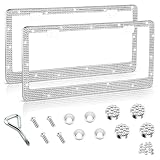 Amiss Bling License Plate Frame for Women, 2Pack Rhinestone Handcrafted Crystal...
