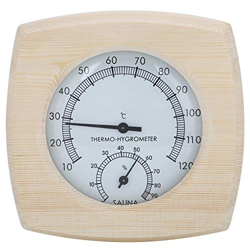 Jerliflyer Sauna Thermometer,Wood Thermohygrometer,Decorative Indoor Thermometer Hygrometer for Bathroom Sauna Room