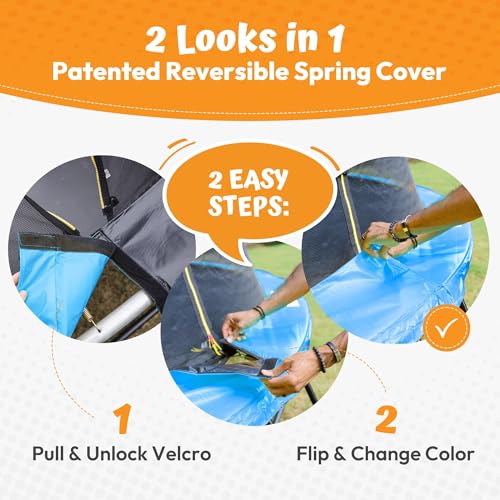 Image of JUMPZYLLA Trampoline Outdoor 8FT 10FT 12FT 14FT 15FT 16FT with Enclosure and Ladder, ASTM Approved Recreational Trampoline for Kids and Adults, Anti-Rust Coated Frame