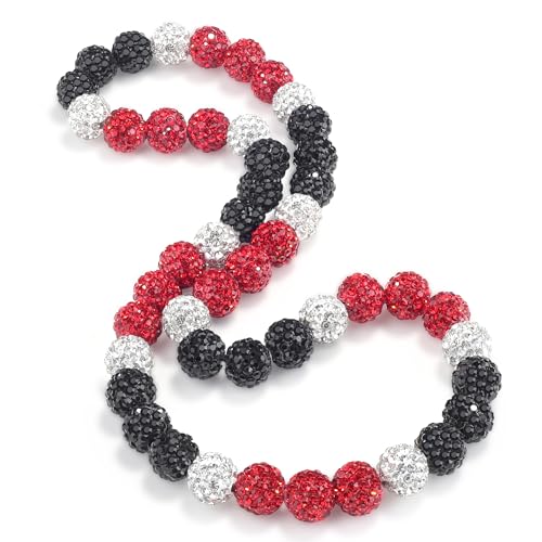 QINJIEJIE Baseball Necklace Stuff,18in Red Beads Necklaces Bling Diamond Rhinestone Chain,Ice Collection Polly World Necklace Baseball Drip Accessories Jewwlry Gifts for Men
