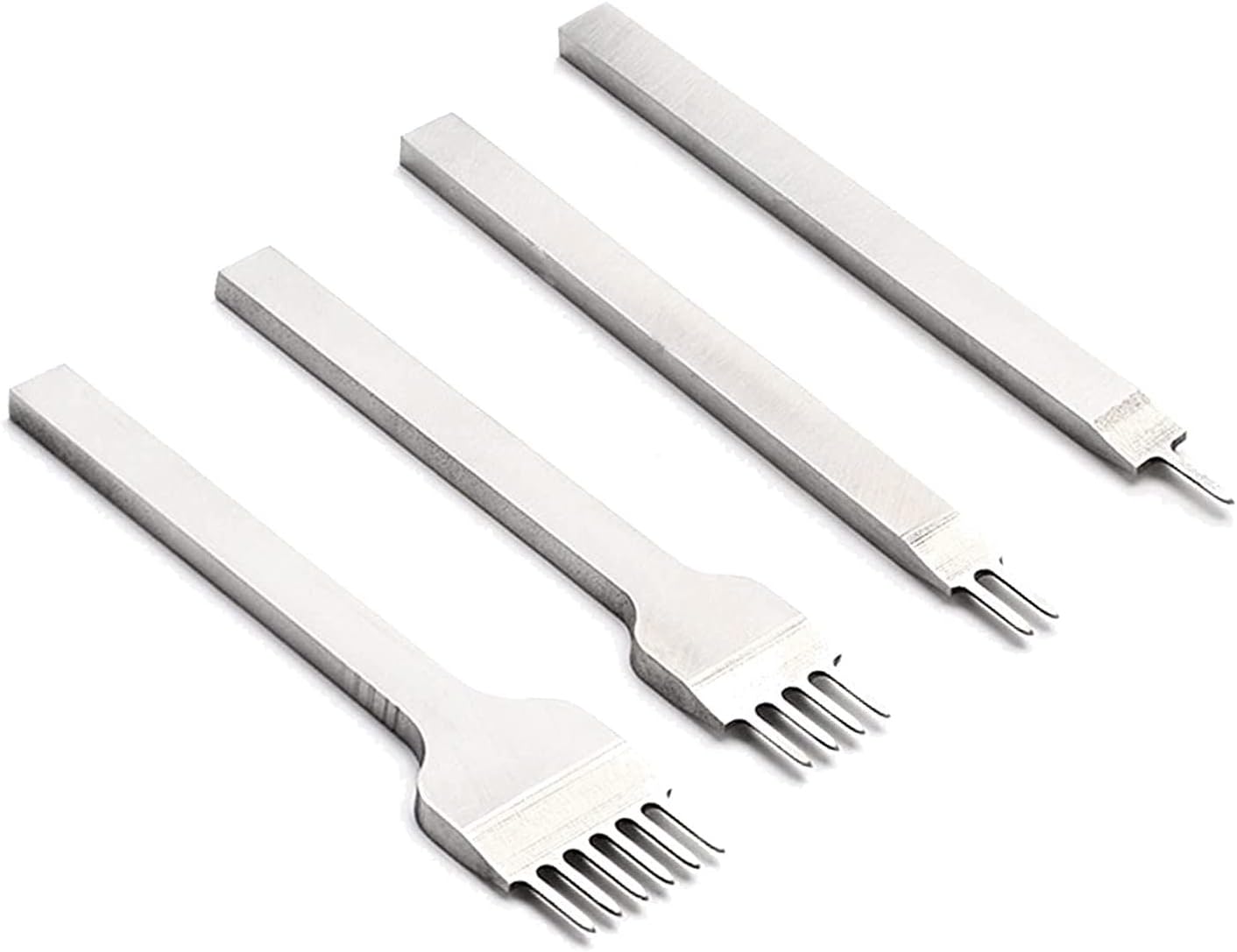 YUENTOEN 4Pcs Leather Craft Tool Hole Punches - 4mm 1/2/4/6 Prong Lacing Stitching Chisel Leather Craft Kits for Leathercraft DIY Handwork
