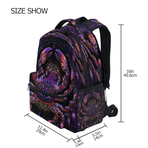 Crab Black Backpack for School Boys Girls Adults Kids Bookbag Laptop Bag 18L4
