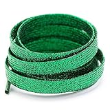 Booyckiy Flat Colorful Shiny Glitter Shoelaces, 2/5" Rainbow Shoe Laces for Sneakers Green 47inch (1