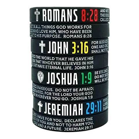 Nuzabee 8-Pack Christian Bible Verses Silicone Bracelets | Religious Gifts Rubber Wristbands for Men, Women, Teenagers | Strength Faith Belief Hope | Positive and Inspirational Messages Cover