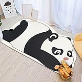 Abeigoi Bathroom Rug Kids Play Mat Bedroom Carpet Animal Play Rug 5Ft Fluffy Panda Washable Floor Mat for Kids Boys Girls Room Cute Nursery Rug Nonslip Cartoon Rug for Home Decor, White/Black 2.6x5Ft