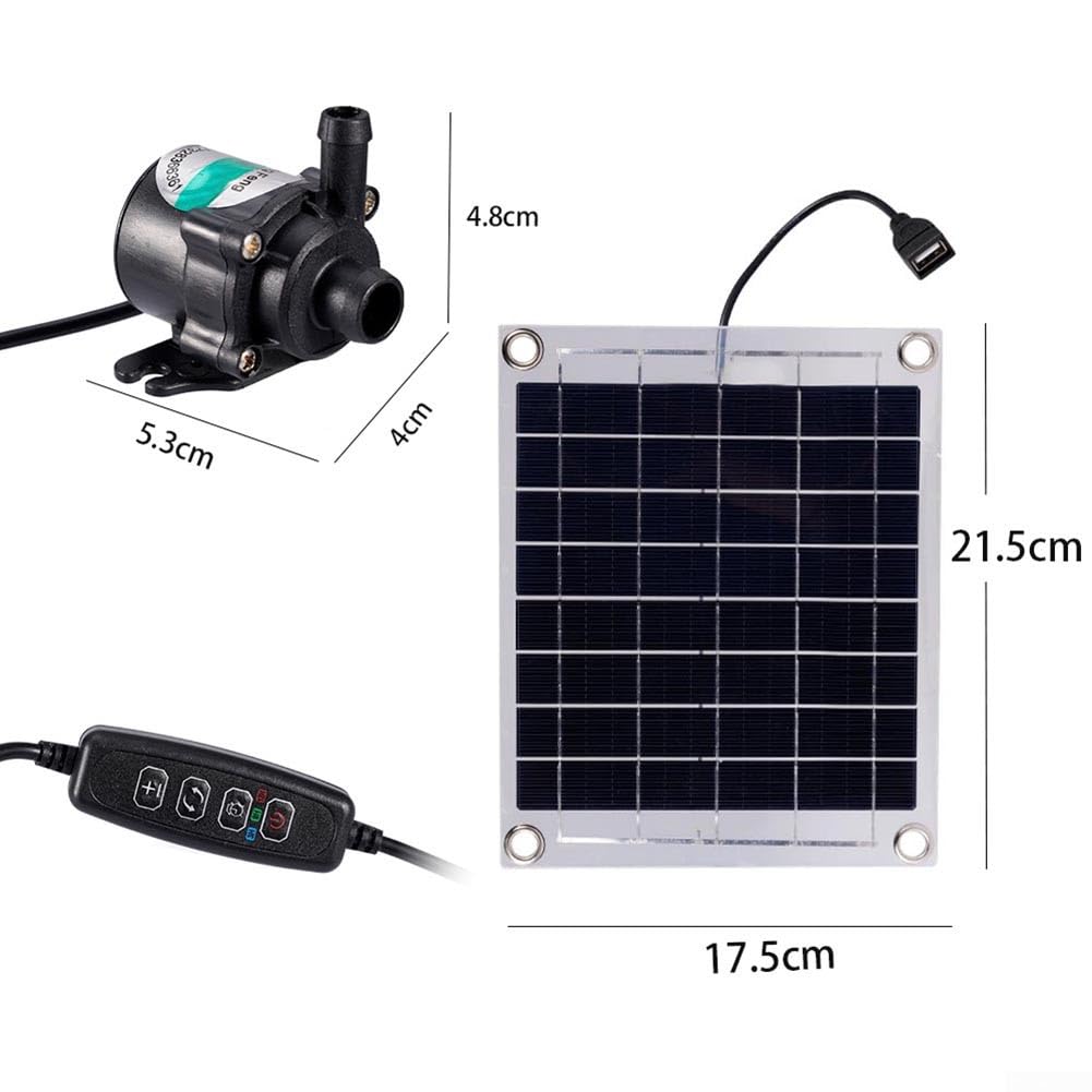 Fontana Solare da 12V 10W con Interruttore di Regolazione, Kit Pannello Solare per Piscina, Bagno per Uccelli Interno/Esterno e Piccolo Stagno