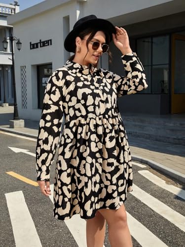 Image of GRECIILOOKS Women Plus Size Dresses for Women Western Outfits | Stylish Printed Shirt Dress with Waist Tie | Casual Party Office Wear Knee Length Dress for Women