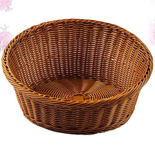 Hemoton 1 Unidade de Cesta de Frutas Tecido de Plástico Seguro Imitado de Rattan Suporte para Pão Du