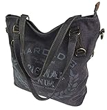 STARK IM DESIGN: Nicht nur die ausgefallene Kombination verschiedener Materialien macht die Damentasche zum Hingucker. Der Vintage-Print auf der Vorderseite unterstreicht den lässigen Retro-Look.