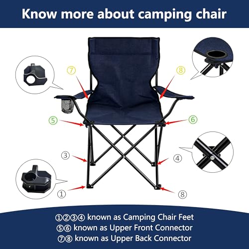 RiseDirectly Premium 4 Pcs Camping Chair Feet for Folding Chairs 14mm Camping Chairs Connectors with Screws Campings Chair Repair Kit Waterproof Accessories for Outdoor Stools