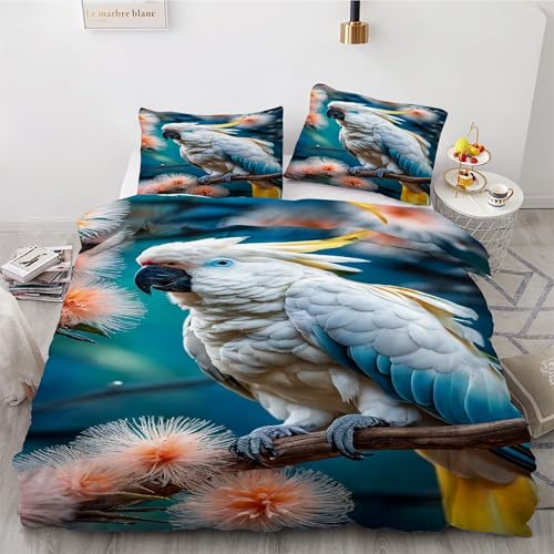 Ensemble de lit reversible perroquet 240x260 cm en tissu microfibre soyeux