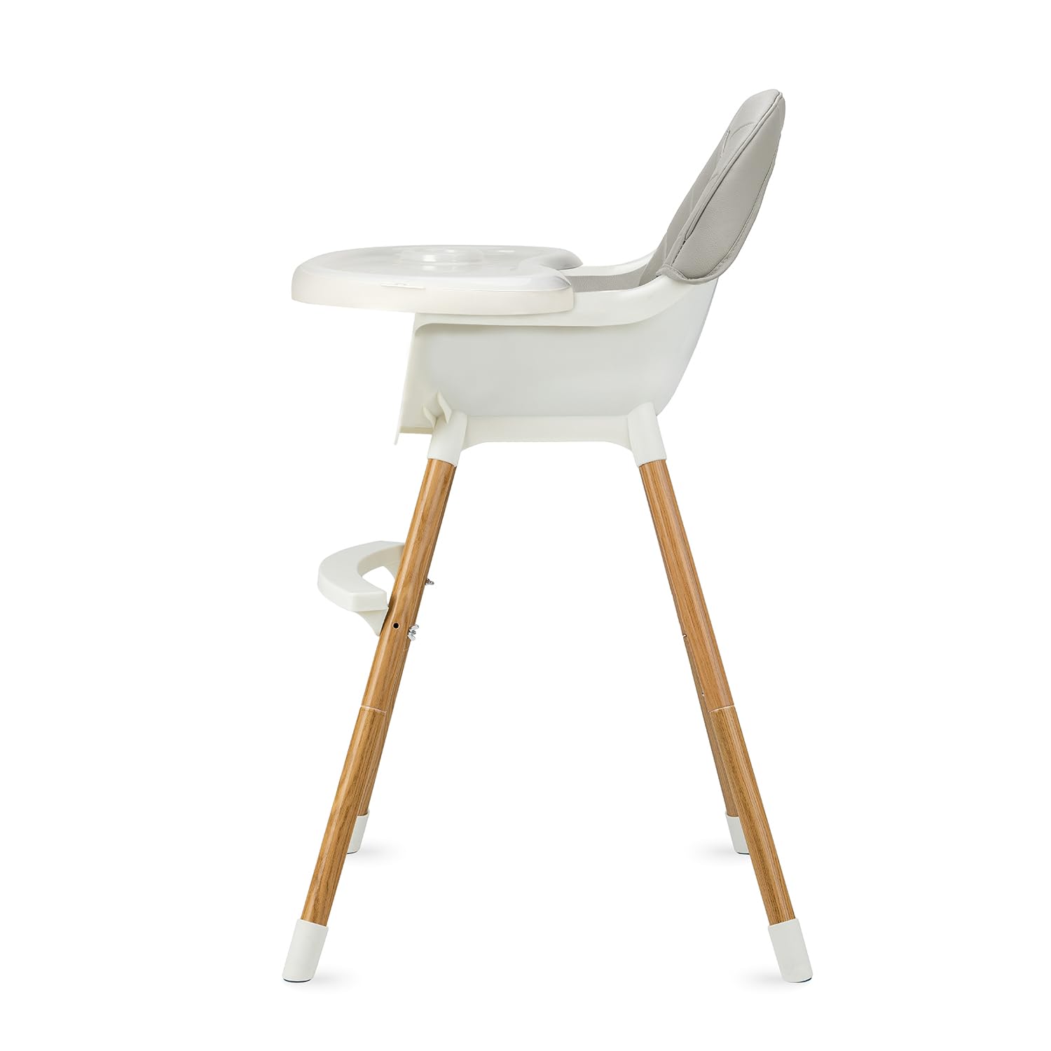 MoMi Seggiolone Pappa Evolutivo 3 in 1 - Sedia Evolutiva per Bambini da 6 a 36 Mesi - Cinture di sicurezza, Rivestimento in ecopelle, Poggiapiedi, Portabicchiere, Gioco con Ventosa - Grigio