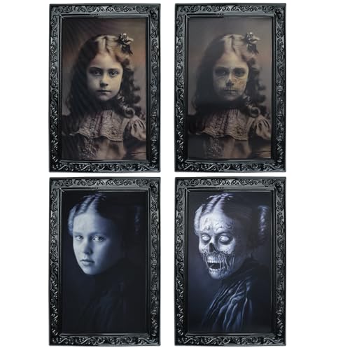 TAIYOU 2 imagens de Halloween, decoração de parede, retratos de terror 3D, moldura de fotos de terror, mudança facial em diferentes ângulos para