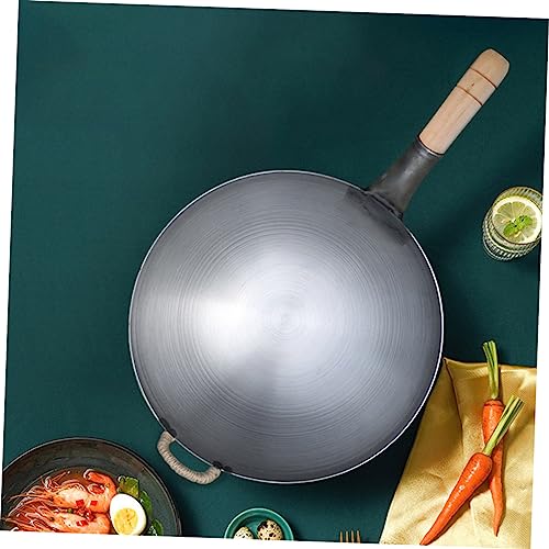 Wok de acero inoxidable con mango de madera y antiadherente miniatura 7