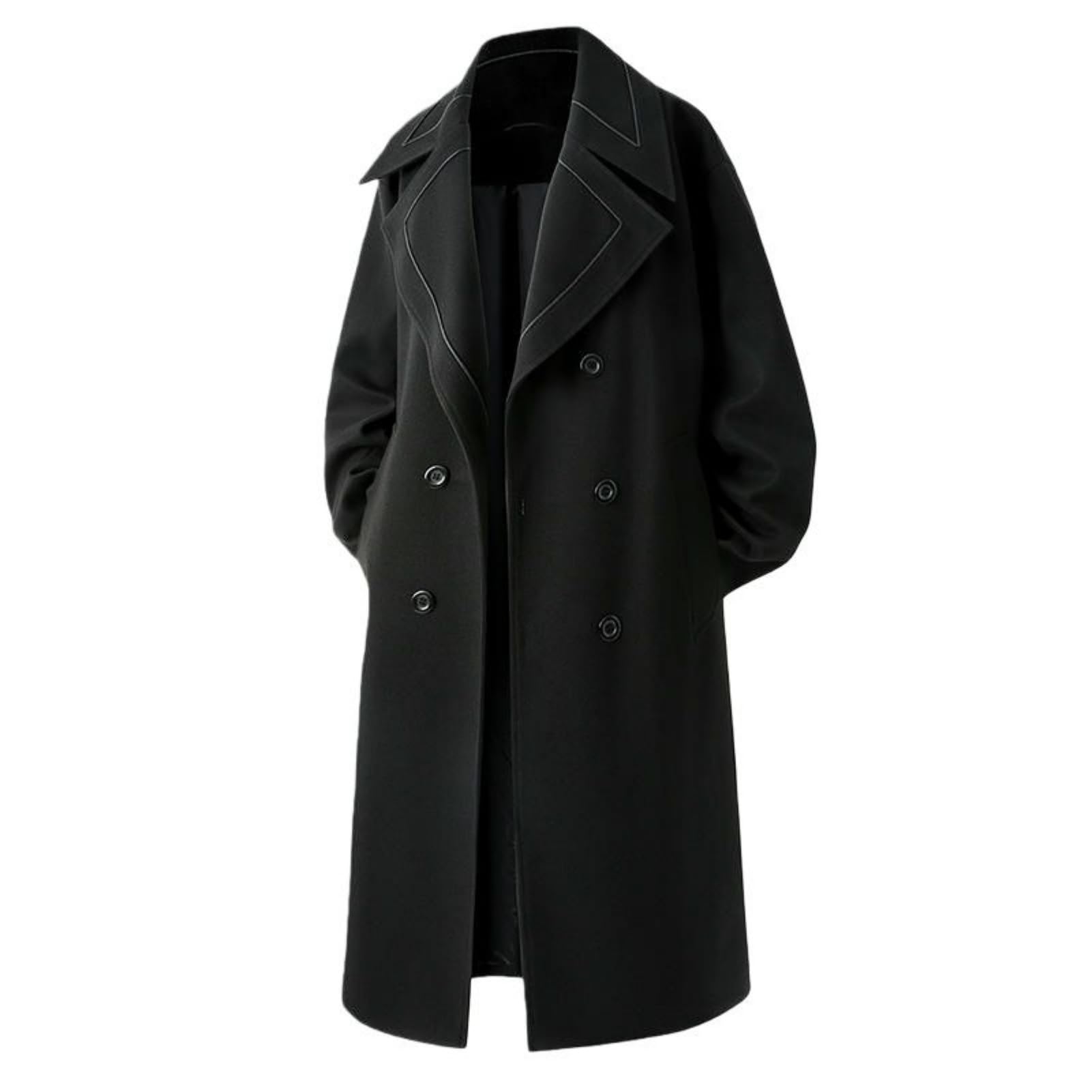Cappotto Pea da uomo alla moda doppiopetto con risvolto largo, trench di media lunghezza
