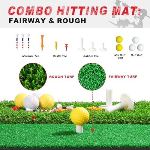 Golf Net 10x7FT Heavy Duty with Dual-Turf Mat