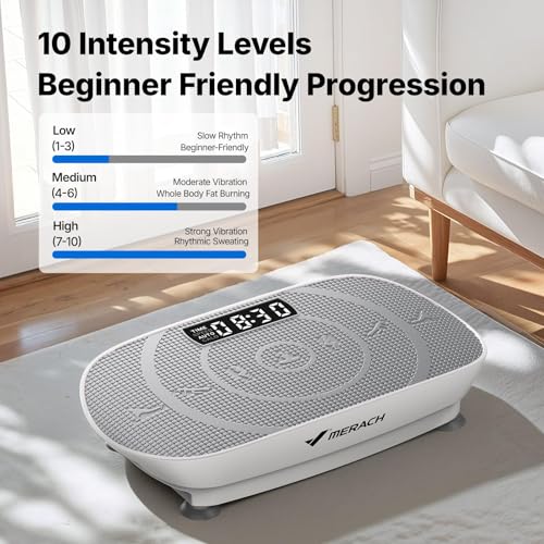 Image of MERACH Vibration Plate Exercise Machine, Curved Vibration Plate for Lymphatic Drainage Weight Loss, Vibrating Plate with Real-Time Calorie Tracking on LED Display, Workout Equipment for Home Women Men