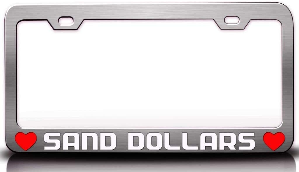 Sand Dollars w/Heart Metal Car SUV Truck License Plate Frame Holder Ch j24