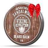 Viking Revolution Sandalwood Beard Balm - Beard Butter with Argan Oil, Beard Softener for Men with Jojoba Oil - Beard Moisturizer for Men with Beeswax - Beard Wax for Men (2oz, 1 Pack)