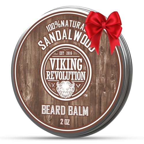 Viking Revolution Sandalwood Beard Balm - Beard Butter with Argan Oil, Beard Softener for Men with Jojoba Oil - Beard Moisturizer for Men with Beeswax - Beard Wax for Men (2oz, 1 Pack)