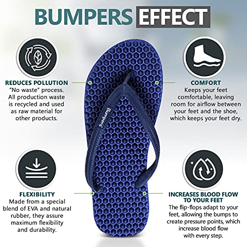 Image of Bumpers Flip Flops For Men - Beach & Shower Sandals For Mens, Comfortable Massage Acupressure Slippers, Indoor & Outdoor Footwear