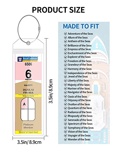 Image of NTONPOWER Cruise Luggage Tags Holders With Steel Loops - Clear Waterproof Document Tags for Royal Caribbean & Celebrity Cruise Ships