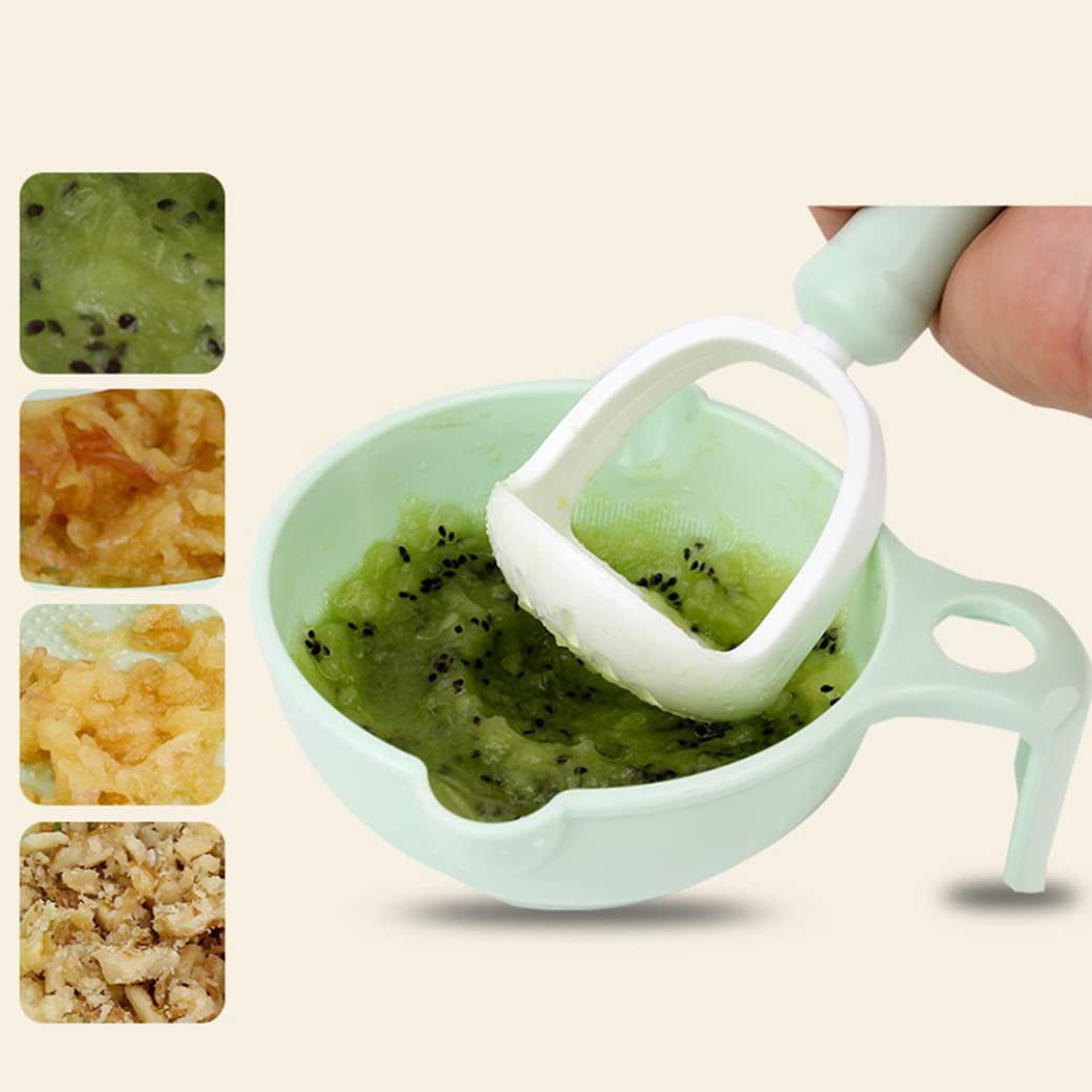 Grinder de alimentos para bebés, 8 en 1 molino de alimentos para bebés con tazón de puré, machacador de manos, exprimidor de cítricos y rallador, fabricante de machacas de alimentos portátiles para a