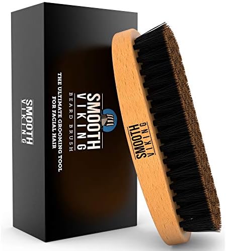 Smooth Viking Beard Brush Gift Set for Men - Natural Boar Bristle Hair Brush - Facial Hair Styling, Grooming & Shaping Tools