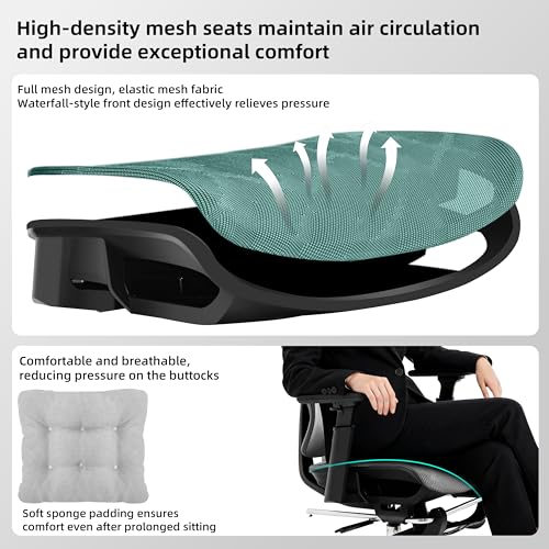 Image of Ergonomic Office Chair with Footrest 4-Level Adjustable Lumbar Suppor | Big and Tall Office Chair t - 155 Tilt Lock and Wide Cushion - 3D Headrest & Armrests, High Back Home Desk Chair