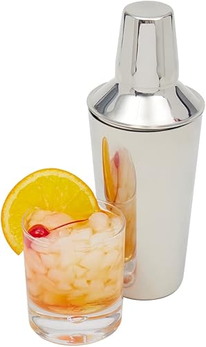 Home Basics Coctelera de acero inoxidable resistente, ideal para mezclar bebidas, 25.4 fl oz, plata