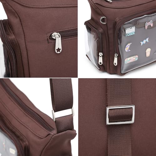 Image of Canvas Ita Bag Crossbody Shoulder Bag Kawaii Purses and Handbags with Anime Pins Display Medium
