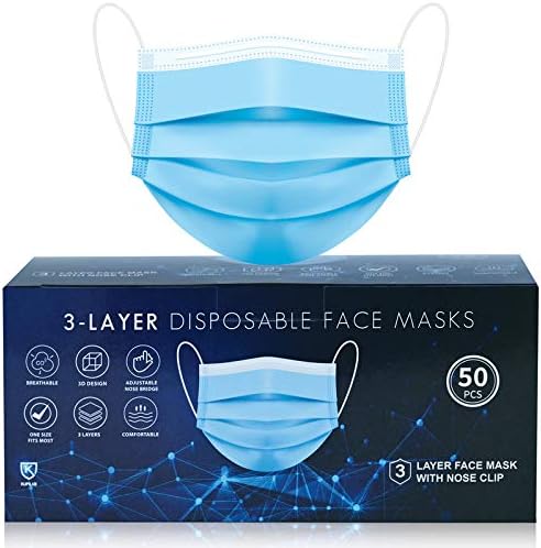 Disposable Face Masks, 50 Pac Face Mask Disposable Mask-Blue
