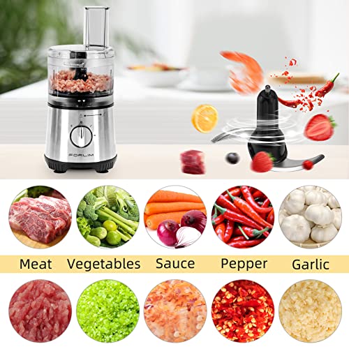 Forlim 3.5 Cup Small Food Processor,12-In-1 Mini Blender And Food Processor Combo For Kitchen,350W,20Oz Bottle,2 Speeds+Pulse With 4 Blades, For Shakes, Smoothies, Meat, Sauces, Stainless Steel Silve #TOP1