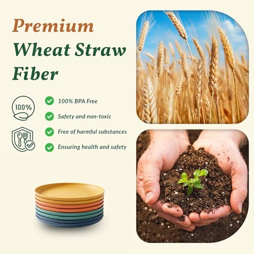 Image of Homienly 5.7 Inch Small Plates-Wheat Straw Mini Plate, Unbreakable Plate Set Ideal for Dessert, Appetizers, Small Serving, Side Dish, Lightweight Dessert Dishes Plates, Set of 8, Colorful
