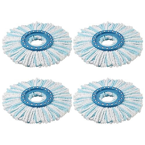 4 Stück Ersatzkopf für Leifheit CLEAN Twist Disc Mop Ergo, 2-Faser-System Wischmopkopf Ersatzbezug mit Spezialborsten für Alle Bodenarten