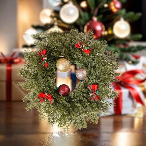 Christmas Decorations, 14.1 Inches Plastic Ring-Shaped Hangable Integrated Reusable Christmas Wreath,Lightweight Retro Rich Applicable Scenarios Christmas Ornaments for Outdoor Indoor Winter Festival - image 9