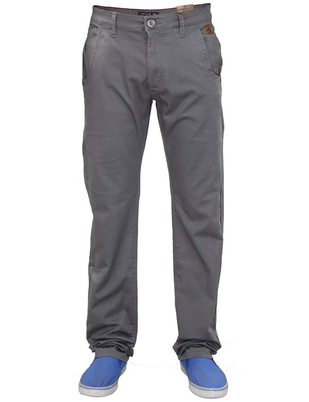 Jack South Men's Dark Grey Chinos Trousers Slim Fit Jeans Stretch Straight Leg Pants Work Bottoms Booho 34R (34 Waist, 32 Inside Leg)