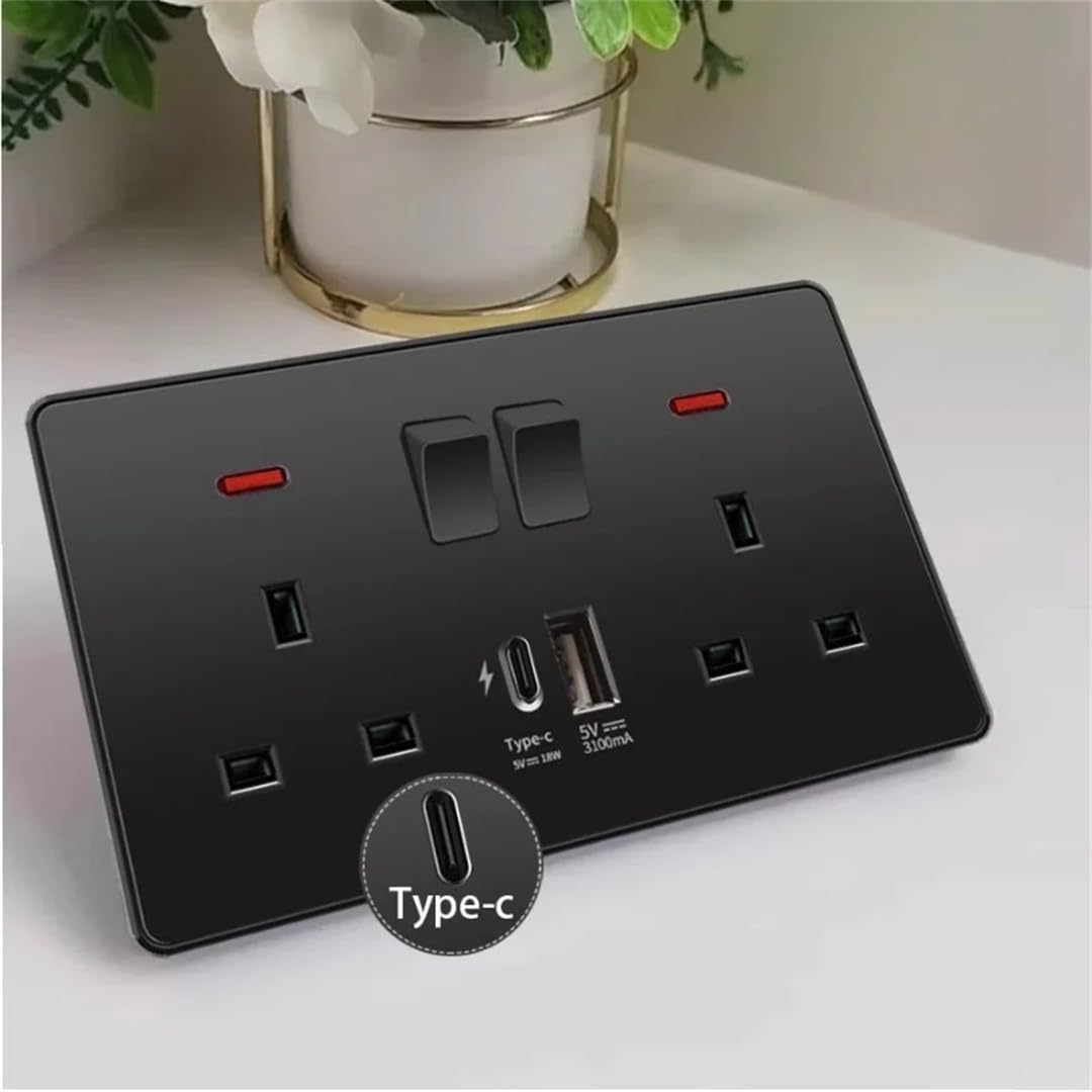 Prise Standard 13A, Port USB TYPE-C, Voyant Lumineux, Prise Murale Intégrée À Usage Général 3gang2way 250V#universal
