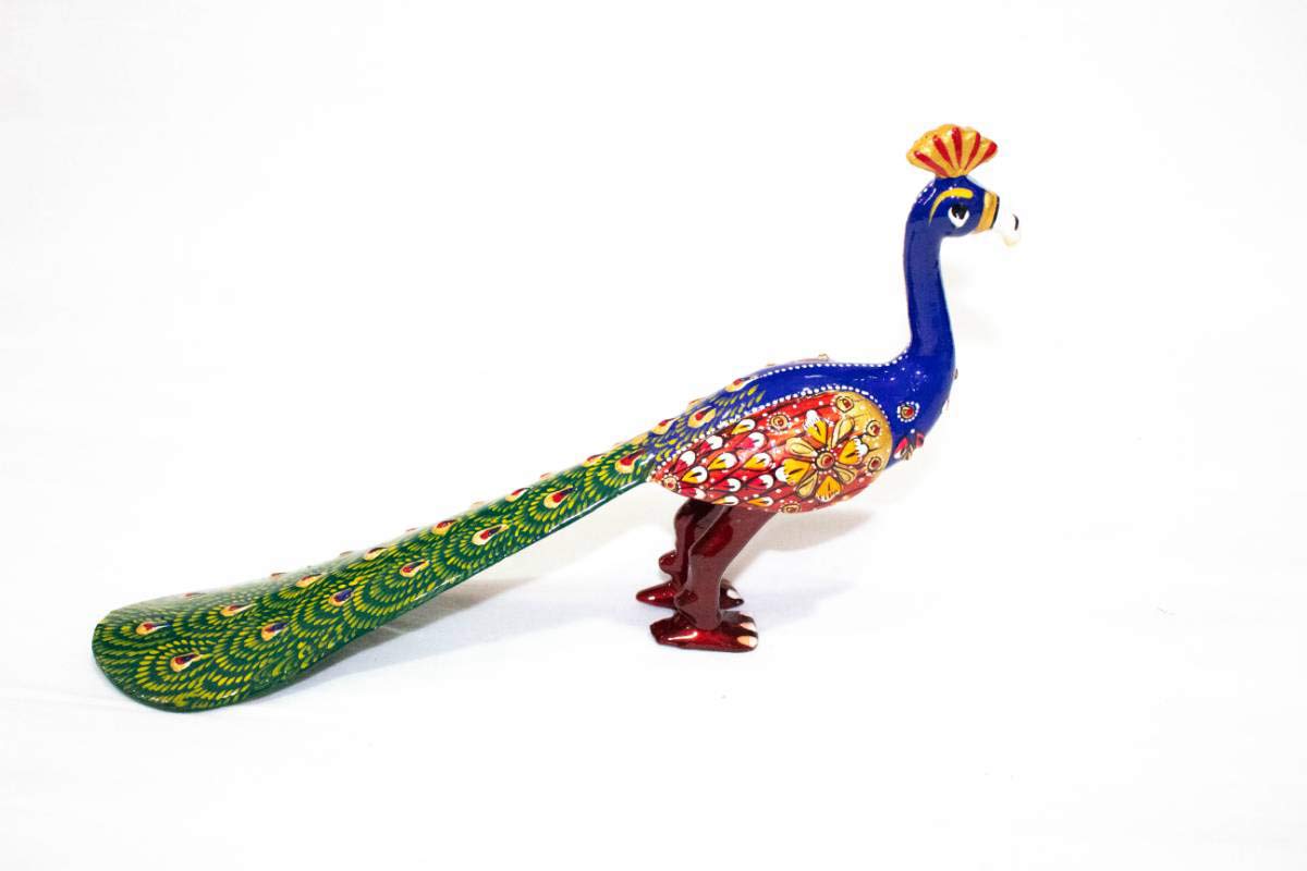 Karigar Shop Handmade Metal Peacock Statue Showpiece Decorative Figurine for Home Living Room Office Bedroom Decor