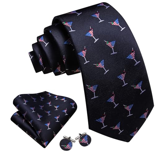 Image of Barry.Wang Man Tie Sets Skull Ties Animal Extra Long Necktie Silk Woven Handkerchief Cufflinks Festival Party Gift