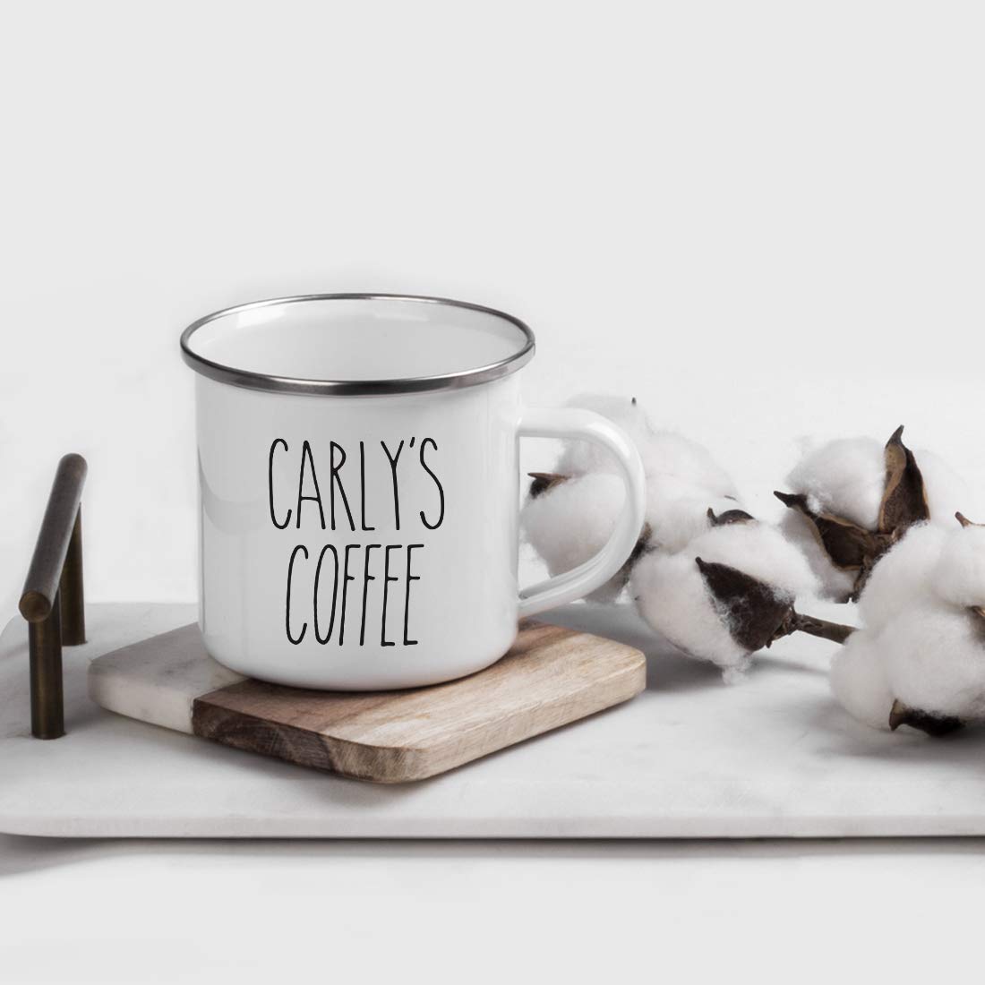Andaz Press Personalized Name Farmhouse Rustic Fall Autumn Kitchen Decor 11oz. Stainless Steel Campfire Coffee Tea Mug Gift, Carly's Stainless Steel Campfire Coffee, 1-Pack, Custom