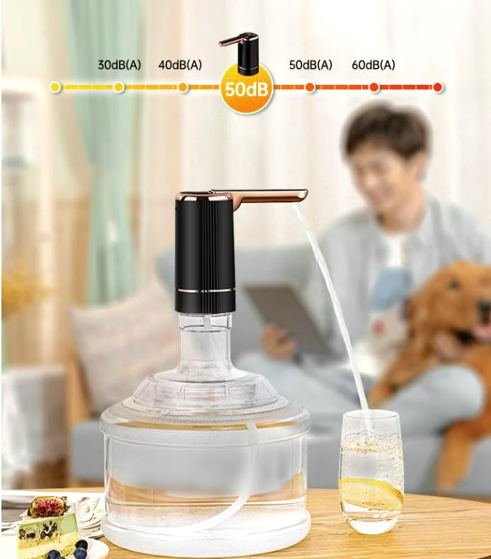 Image of Automatic Water Dispenser Pump for 20 Litre Bottle | Portable USB Rechargeable Water Dispenser Pump for Travel,Office, Home(Color-Golden Black)