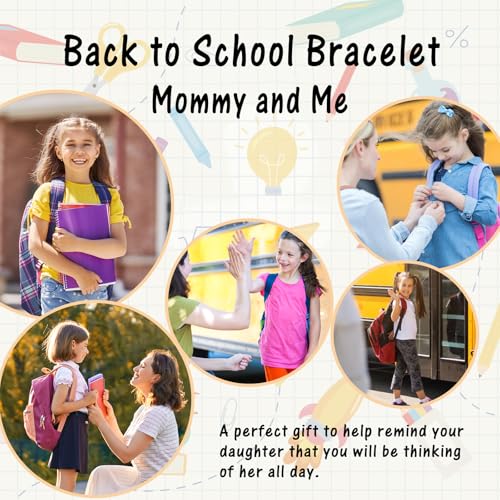 Back to School Bracelet, Matching Heart Bracelets First Day of School Gifts for Mommy and Me2