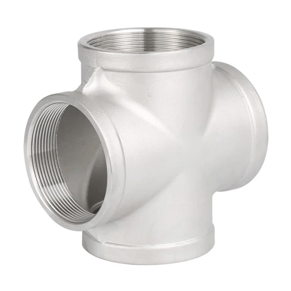 Raccord de tuyau fileté BSP femelle en acier inoxydable 304, connecteur croisé égal à 4 voies for la maison(1 1/4")