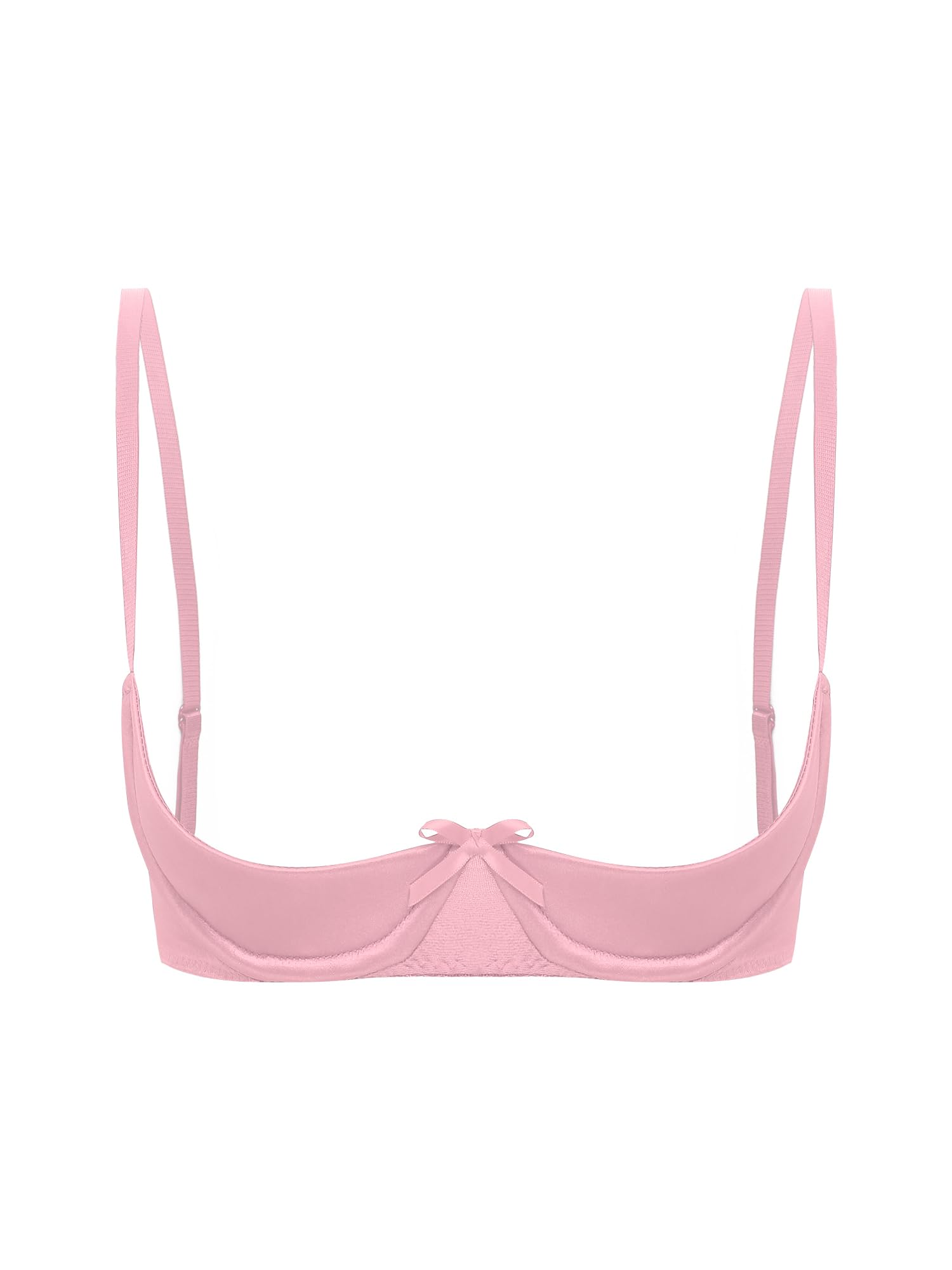 Women's Sexy 1/4 Cups Push Up Underwired Shelf Bra Unlined See Through Bralette Lingerie