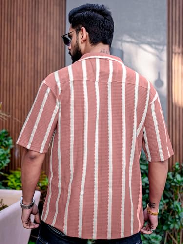 Image of Maniac || Mens || Striped || Collared Neck || Half Sleeve || Popcorn Knitted || Shirt